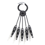 Xpoko Exaggerated Dubai Black Connecting Finger Chain Bracelet for Women Goth Nail Rings Bangles Belly Dancer Halloween Hand Jewelry