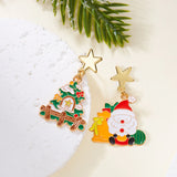 Xpoko Christmas Gifts New Trend Asymmetric Christmas Earrings for Women Cute Bear Santa Claus Christmas Tree Snowman Drop Earrings Girls Party Jewelry