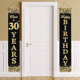 Xpoko Black Golden Birthday Door Curtain Backdrop 30 40 50 Happy Birthday 30 40 50 Years Happy Birthday Party Decoration For Home