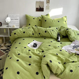 Xpoko Green Polka Dots Duvet Cover Pillow Case Bed Sheet AB Side Quilt Cover Stripe Boy Kid Teen Girl Bedding Linens Set King Queen