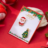 Xpoko Christmas Gifts 2 Pcs Enamel Metal Christmas Brooches for Women Cute Cartoon Santa Claus Christmas Tree Penguins Small Brooch Pins Xmas Jewelry