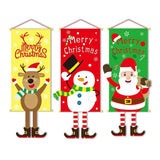 Xpoko Merry Christmas Hanging Cloth Banner Santa Claus Elk Elf Poster Hanging Flag Scene Layout Pendants Xmas Ornaments Window Decor