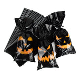 Xpoko 50Pcs 12x27cm Halloween Plastic Candy Cookies Bag Snack Gift Wrap Bag Pumpkin Ghost Happy Halloween Party Decorations Kids Gifts