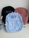 Xpoko Personalized Kids Backpack, Embroidered Corduroy Backpack,Back to School, Kid name backpack,school bag college,toddler,with name