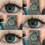 Xpoko Colored Contact Lenses 1pair Natural Eye Lens Blue Eye Lenses Brown Lenses Gray Pupils Cosmetic Green Contacts