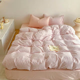 Xpoko Pink Solid Bedding Set No Filler Fashion Duvet Cover Flat Sheet Pillowcase Full Queen Size Hotel Home Soft Bed Linens