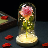 Xpoko Beauty And The Beast Rose Rose In LED Glass Dome Forever Rose Red Rose Valentine's Day Mother's Day Special Romantic Gift