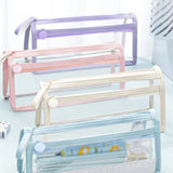 Xpoko back to school Transparent PVC Pencil Case Waterproof Large Capacity Double Layer Pen Bag Ins Style Makeup Bag Storage Bag School Stationery