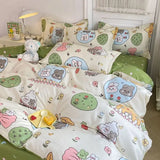 Xpoko Romantic Cherry Heart Duvet Cover Set Flat Sheet Pillowcases Fashion New Twin Full Floral Summer Spring Bedding Set