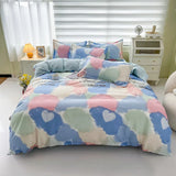 Xpoko Floral Printed Duvet Cover Set with Sheet Pillowcases No Filling Warm Cute Cartoon Bed Linen Full Queen Size Home Bedding Set