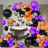 Xpoko 125pcs Halloween black.Orange.Purple.Confetti.Eye Balloon Kit. spooky party  Classroom decoration PROM Birthday decoration