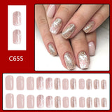 Xpoko 24pcs Glossy Short Square Fake Nails Golden Press On Nails With Snowflake Shiny Sequin Design Christmas False Nails For Women