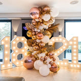 Xpoko 91.5cm Giant Figure Balloon Filling Box with Lights 1st Birthday Balloon Number 30 40 50 Balloon Frame Wedding Decor Baby Shower