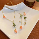 Xpoko 2023 New Fashion Trend Unique Design Elegant Exquisite Sweet Orchid Necklace For Women Jewelry Wedding Party Premium Gift