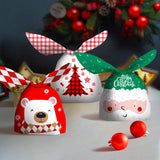 Xpoko 10Pcs Christmas Candy Bag Cute Rabbit Ear Cookie Plastic Bags Xmas Party Decoration Gift Bags For Biscuits Snack Baking Package