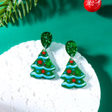 Xpoko Christmas Gifts Classic Green Christmas Tree Acrylic Printed Earrings for Women Cartoon Pattern Red Star Gloves Drop Earring Xmas Jewelry Gifts