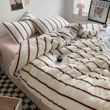 Xpoko Green Polka Dots Duvet Cover Pillow Case Bed Sheet AB Side Quilt Cover Stripe Boy Kid Teen Girl Bedding Linens Set King Queen