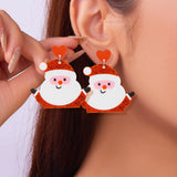 Xpoko Christmas Gifts Mixed Style Acrylic Christmas Earrings for Women Pattern Christmas Tree Black Cat Santa Claus Drop Earrings Girls Party Jewelry