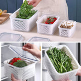 Xpoko 1pcRefrigerator Storage Box FreshVegetable Fruit Boxes Drain Basket Storage Containers Pantry Kitchen Organizer Fridge Organizer