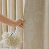 Xpoko French Jacquard Chenille European Texture Romantic Cream Blackout Curtains for Living Dining room Bedroom Custom Lace Tulle