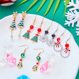 Xpoko New Crystal Christmas Tree Tassel Earrings for Women Trendy Rhinestone Snowflake Bow Round Drop Earring Girls Christmas Jewelry