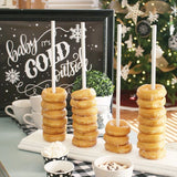 Xpoko Christmas Wood Donuts Stand Holder Sweet Cart Rustic Wedding Table Decor Doughnut Birthday Party Candy Bar Baby Shower Donut Party