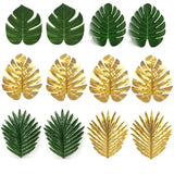 Xpoko 12pcs Tropical Palm Leaves Jungle Decoration Artificial Turtle Leaf Hawaiian Luau Beach Wedding Birthday Party Decor Fake Plants