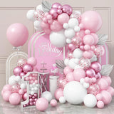 106Pcs Light Pink White Balloon Arch Garland Kit Pastel Baby Pink Latex Balloon Decor Girl Birthday Party Baby Shower Decoration