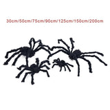 Xpoko 30cm/50cm/75cm/90cm/125cm/150cm/200cm Black Spider Halloween Decoration Haunted House Prop Indoor Outdoor Giant Decor