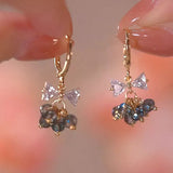 Xpoko Lizakosht Peach Zircon Bow Earrings for Women Fashion Jewelry Gifts