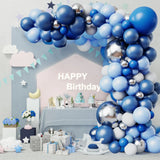 Xpoko 102pcs Blue Balloon Arch Wreath Set,18/10/5 "Blue White Silver Silver Latex balloon.Birthday Wedding Graduation anniversary gift