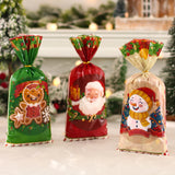 Xpoko 25/50/100pcs Christmas Candy Bags With Rope Cookie Biscuit Package Christmas Decoration 2023 Gift Bag for Kids Party Supplies