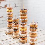 Xpoko Christmas Wood Donuts Stand Holder Sweet Cart Rustic Wedding Table Decor Doughnut Birthday Party Candy Bar Baby Shower Donut Party