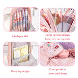 Xpoko back to school Three Layer Backpack Shape Pencil Case Large Capacity Cute Cartoon Simple for Girls School Students Stationery Supplies