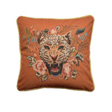 Xpoko Leopard Flora Pillows Orange Green Cushion Case Retro Decorative Pillow Cover For Sofa Chair Living Room Home Decorations