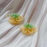 Xpoko Pearl Crystal Fringed Flower Earrings Elegant Personality Studs Ms Jewelry from South Korea