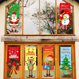 Xpoko Merry Christmas Hanging Cloth Banner Santa Claus Elk Elf Poster Hanging Flag Scene Layout Pendants Xmas Ornaments Window Decor