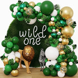 Jungle Green Balloons Garland Arch Kit Metallic Gold Balloon Artificial Palm Leaves Safari Birthday Party Decoration Baby Shower