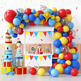 Xpoko Carnival Circus Balloon Garland Arch Kit Red Blue Yellow Confetti Balloon Star Foil Toy Ballon Party Birthday Decoration Rainbow