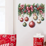 Xpoko Christmas Wreath Door Sticker Noel Hanging Ball Xmas Bow Ornaments Wall Stickers Merry Christmas Decor Happy New Year 2025