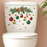 Xpoko Christmas Hanging Ball Toilet Stickers Xmas Star Balls Sticker Merry Christmas Home Toilet Decor Stickers Happy New Year 2025