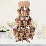 Xpoko Kraft Paper Wedding Tray Confetti Cone Stand Box Tray Rustic Wedding Decoration Wedding Confetti Cones Wedding Cones  Set supply