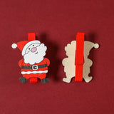 Xpoko Christmas Creative Wooden Clip Cartoon Snowman Santa Claus Snowflake Wood Head Wear Happy New Year 2025 Merry Christmas Decor