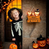 Xpoko LED Pumpkin Hanging Board Halloween Wood Door Welcome Sign Halloween Party Outdoor Yard Garden Wall Autumn Pumpkin Hangable Prop