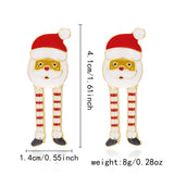 Xpoko Christmas Gifts Creative Long Legs Santa Claus Christmas Earrings for Women Cute Painting Oil Animal Elk Christmas Tree Earring New Year Jewelry