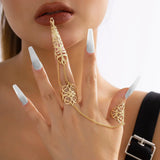 Xpoko 4Pcs Unique Gypsy Dubai Finger Adjustable Open Finger Rings for Women Trendy Vintage Punk Nail Ring Belly Dancer Cosplay Jewelry