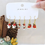 Xpoko Christmas Gifts 3 Pairs Cute Santa Claus Snowman Elk Combination Earrings for Women Enamel Cartoon Christmas Earrings Xmas New Year Jewelry Gift