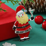 Xpoko Christmas Gifts Fashionable Rhinestone Drip Oil Santa Claus Brooches for Women Alloy Christmas Tree Gloves Unisex Holiday New Year Jewelry Gifts