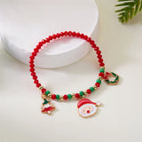 Xpoko Christmas Gifts Merry Christmas Multicolor Rice Beads Bracelet for Women Snowman Santa Claus Crutch Wreath Pendant Bracelets New Year Jewelry