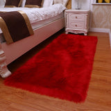 Xpoko Soft Sheepskin Plush Carpet Imitation Bedside Mat Bedroom decoration Sofa Cushion White Plush Rugs Red Living Room Fur Carpet